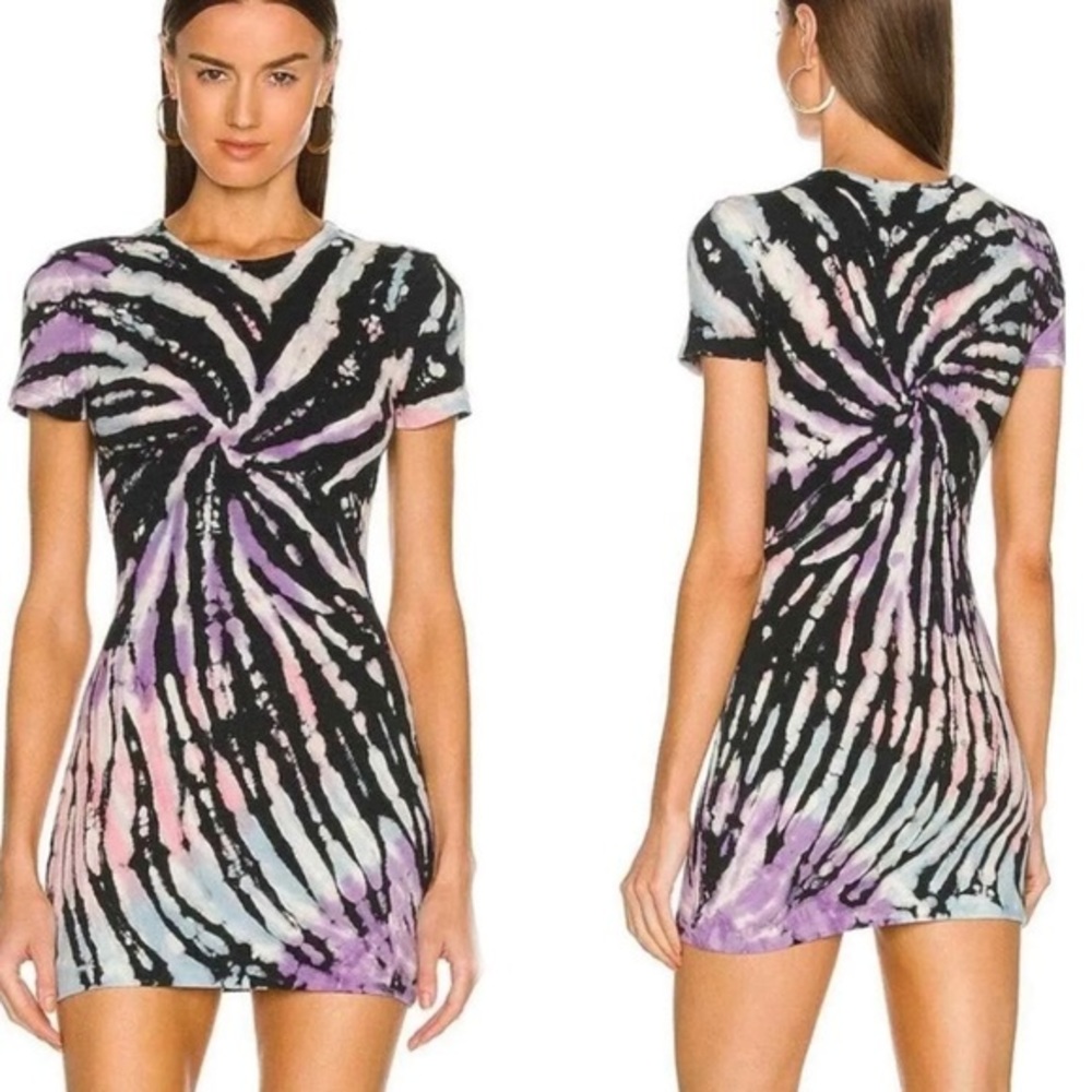 Lovers + Friends $158 Gigi Bodycon Mini Dress Reverse TieDye Ribbed Knit Stretch